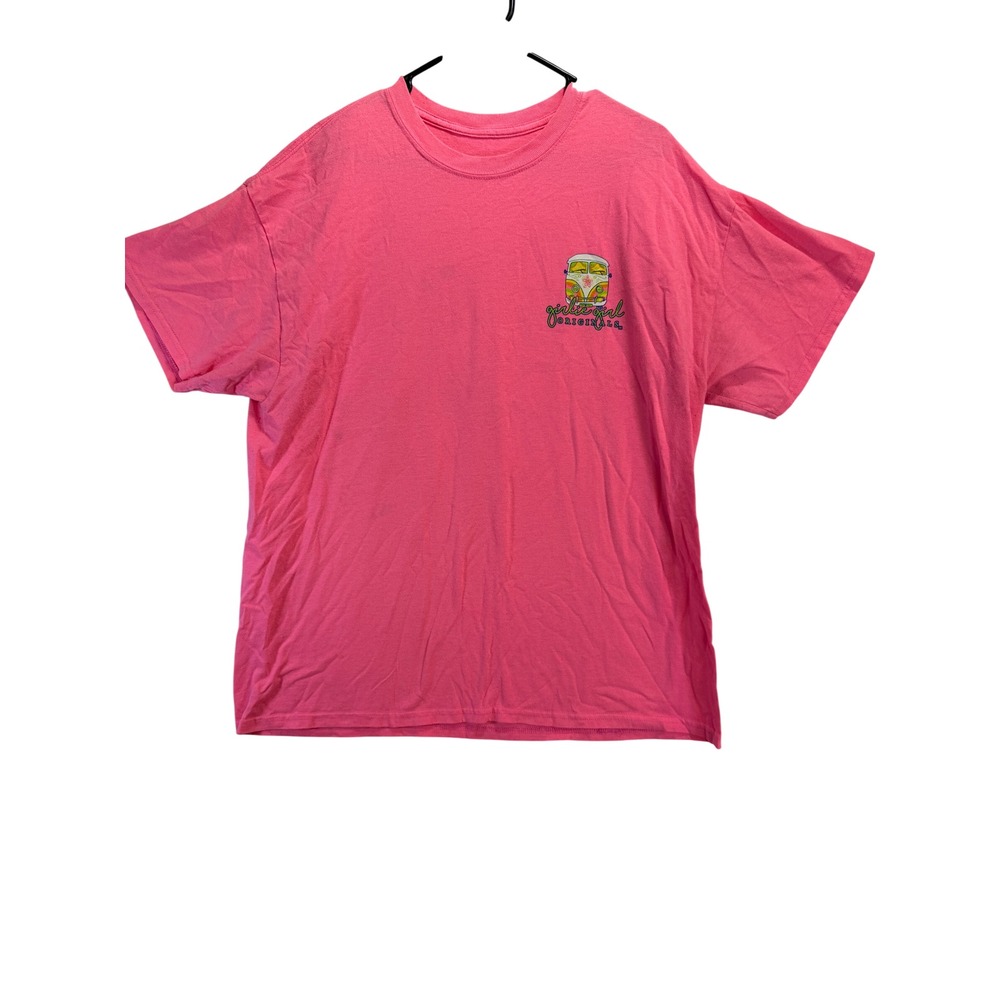 Girlie Girl Originals Pink Road Trippin Camper Van Graphic T-Shirt Womens XL